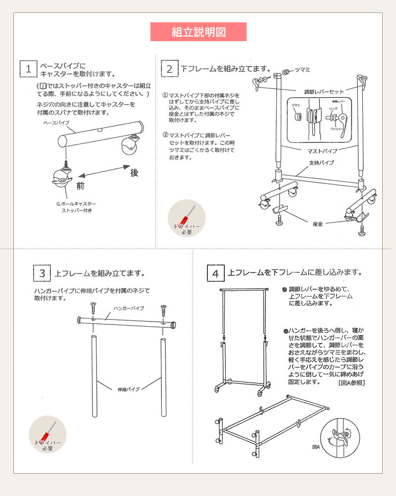 ハンガーラック キャスター付き ph-p120