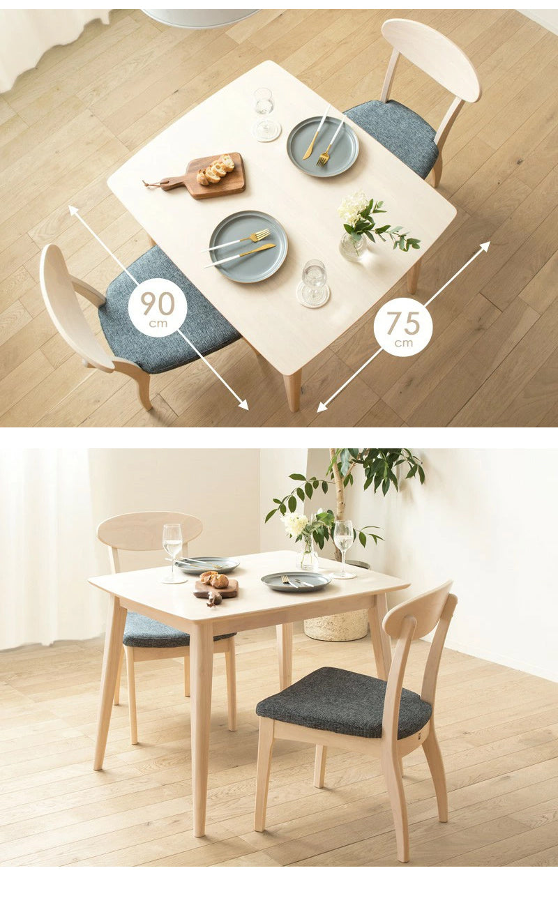 ダイニングテーブル 白 幅90cm 単品 天然木 ダイニング無垢 2人用 食卓 テーブル カフェ風 長方形 ホワイトウォシュ 北欧 おしゃれ ウレタン塗装 ダイニング 2人 2人掛け 二人用 シャビー 新生活 高級 低ホルムアルデヒド