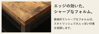 ローテーブル おしゃれ 棚付き テーブル ブラウン ブラック ヴィンテージ 幅80 奥行45 収納 リビングテーブル コーヒーテーブル センターテーブル 北欧 ビンテージ インダストリアル 木製 スチール 省スペース コンパクト